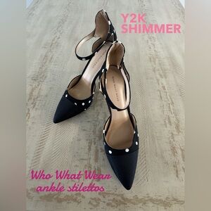 NWOT Who What Wear Stilettos black and white polka dot